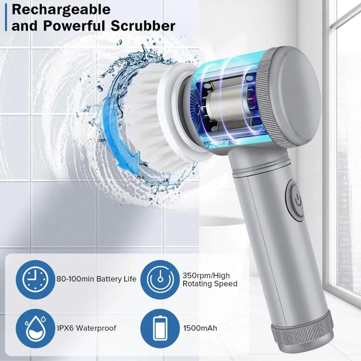 Multifunctional Handheld Radio Electric Cleaning Brush Kitchen Dishwashing Brush Bathroom Sink Tile Electric Cleaning Artifact